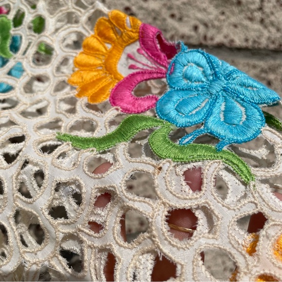 VTG *RARE* Handmade 1960s Maxi Empire Waist Bell Sleeve Lace Floral Dress - Picture 5 of 11